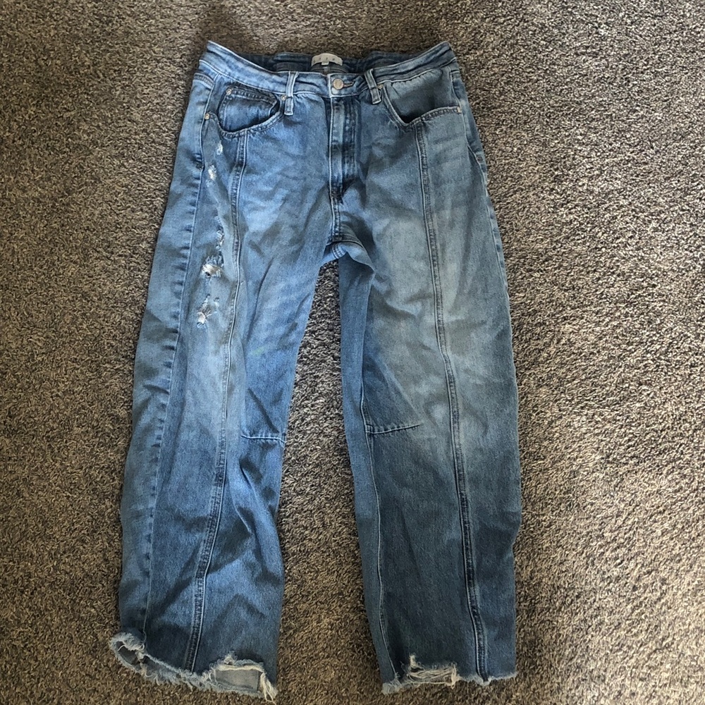 Relaxed Fit Women's Blue Distressed Jeans